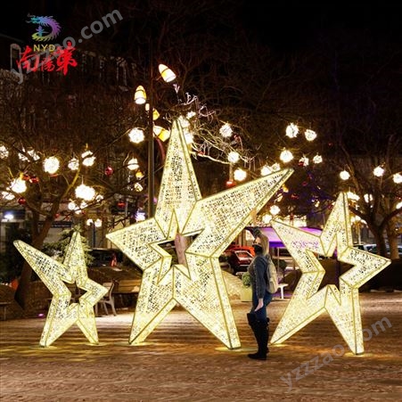圣诞节五角星造型灯光节秀 商场美陈户外造型灯定制 景区装饰灯设计