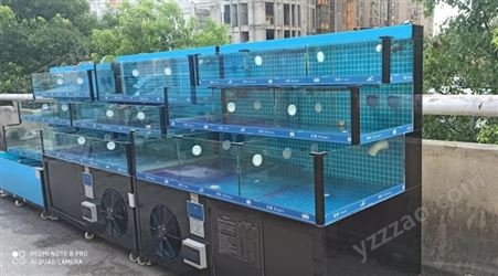 饭店超市海鲜鱼缸 海鲜池设计安装 淡水玻璃鱼缸定做