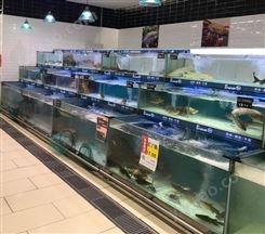 湘潭定制鱼缸厂家 批发超长玻璃海鲜池 大型海水暂养池设计安装