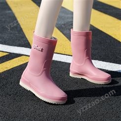 雨鞋女款中筒時尚外穿防水雨靴日系高筒一體絨保暖防滑耐磨水鞋女