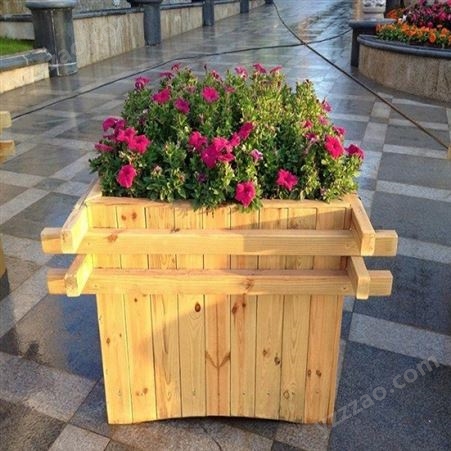 庭院防腐木花箱 长方形实木花盆  户外花草种植箱  可定制