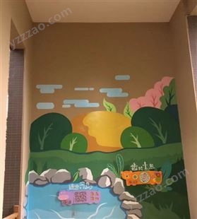 优质供应餐厅墙体彩绘室内壁画公司新国潮风格墙绘 可定制