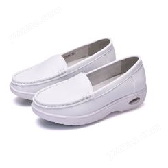 护士鞋 气垫款舒适防滑 白色真皮透气防臭软底女鞋 姿特佳