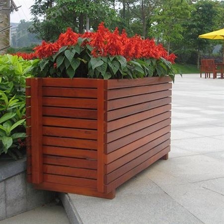 户外花箱-防腐木花箱-木质长方形-正方形-组合式景观户外实木成品花箱