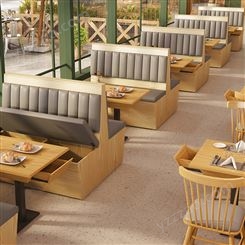 盛开莱汉堡店沙发储物茶餐厅饭店餐饮家具靠墙卡座桌椅组合定制