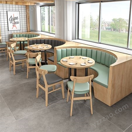 圆弧定制卡座沙发凳餐厅餐桌家用靠墙板式奶茶店桌清吧桌椅