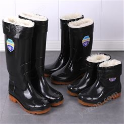 水桶鞋加棉加絨可拆卸套鞋男士牛筋底加厚耐磨雨靴中高筒保暖水鞋